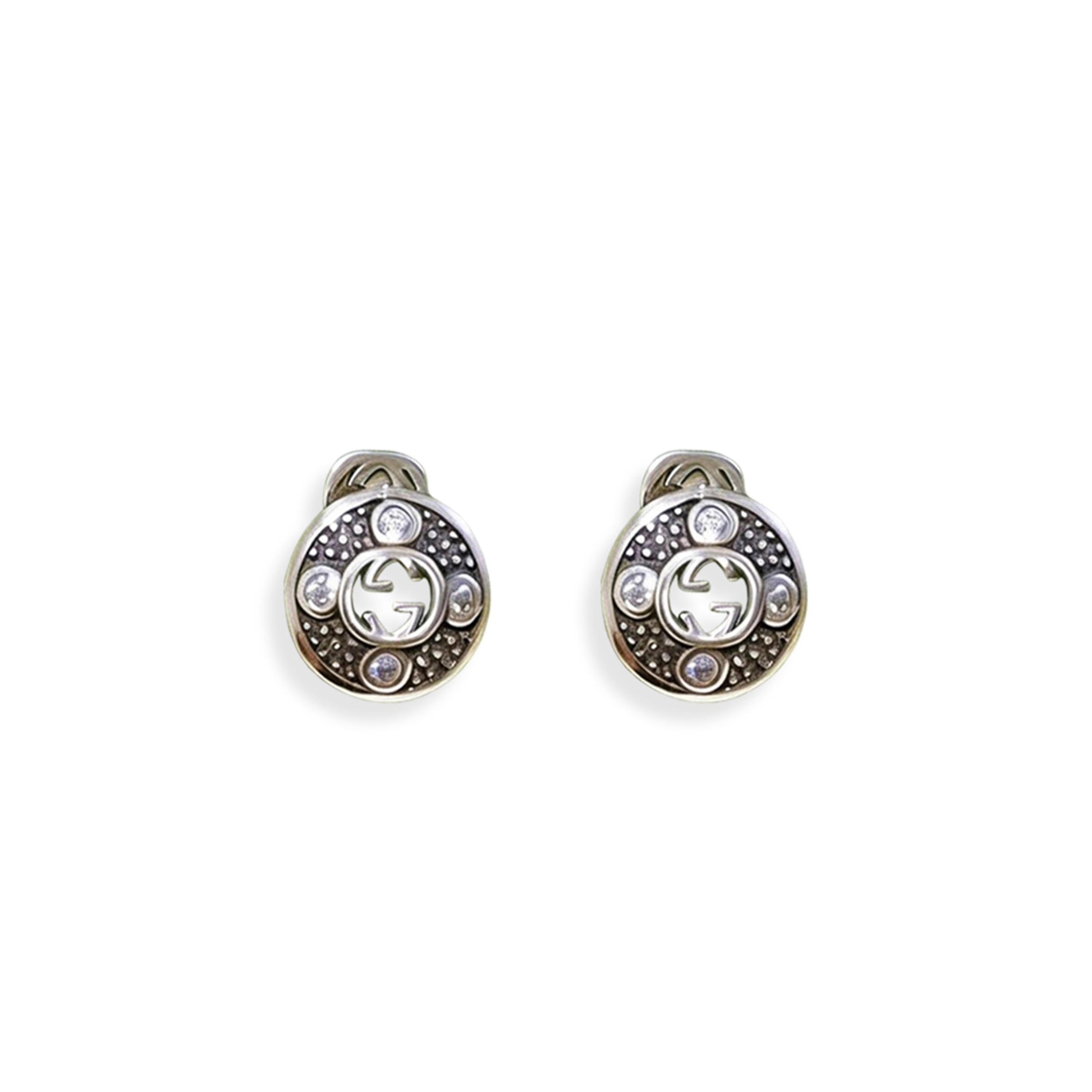 Gvc*1 double c silver round button earrings